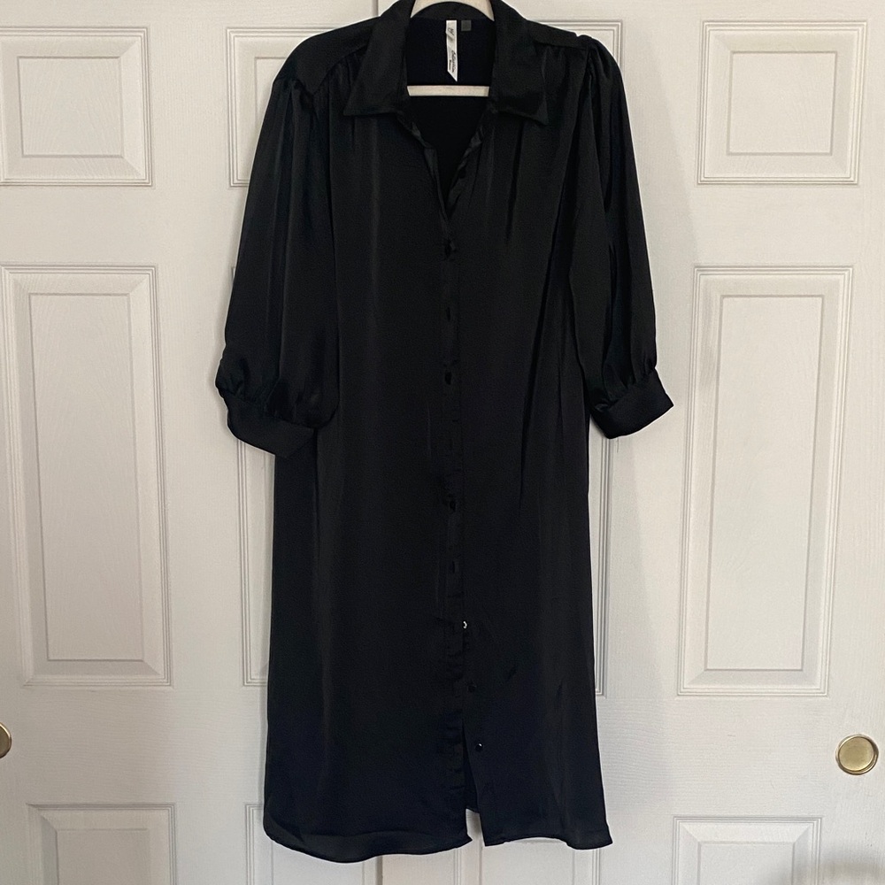 Black Button-Up Midi Dress
